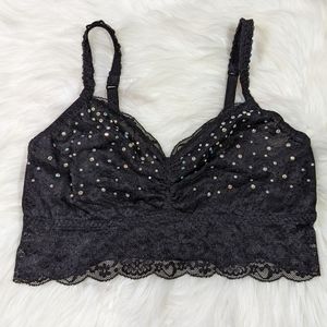 VS Victoria's Secret PINK black lace rhinestone bling Bralette in Size Small